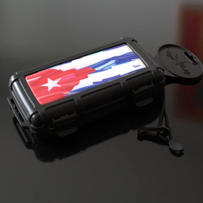 Cigar Caddy Travel Humidor Case Cuban Flag Design