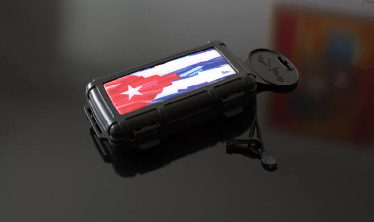 Cigar Caddy Travel Humidor Case Cuban Flag Design