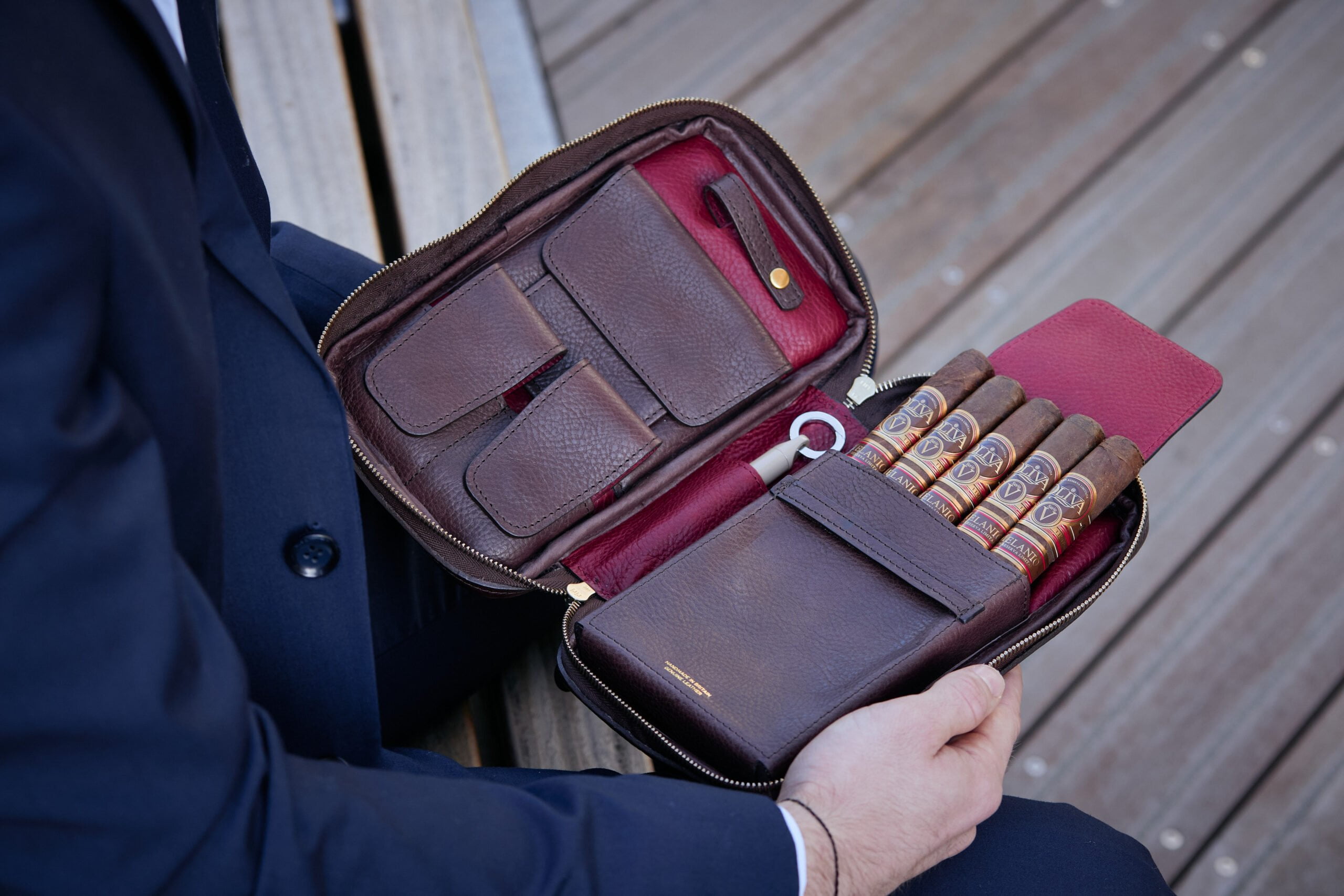 THE MERSIR Luxury Full-Grain Leather Cigar Case