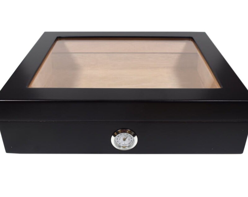 Cigar Humidor Black with Hygrometer