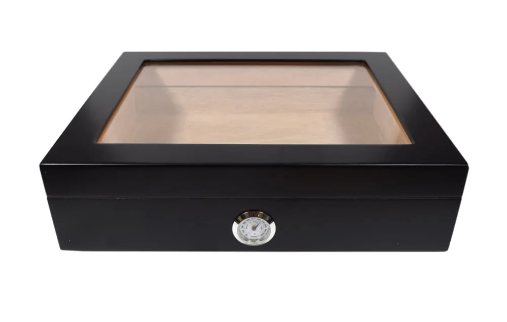 Cigar Humidor Black with Hygrometer