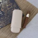 Zino Leather Cigar Case R2 Beige with Red