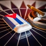 Cuban Flag Leather Cigar Travel Case