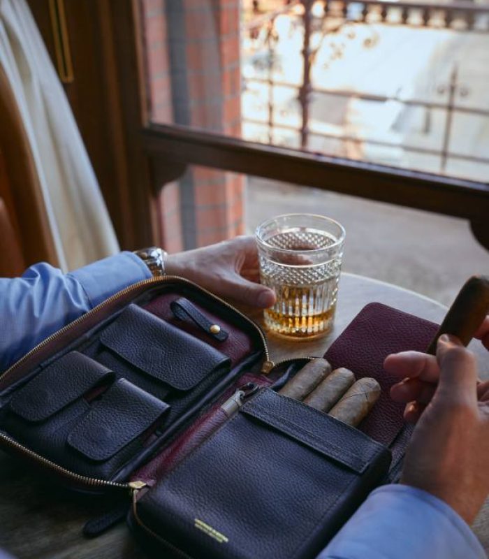 Sierra Maestra Brown and Burgundy Handmade Leather Cigar Organiser