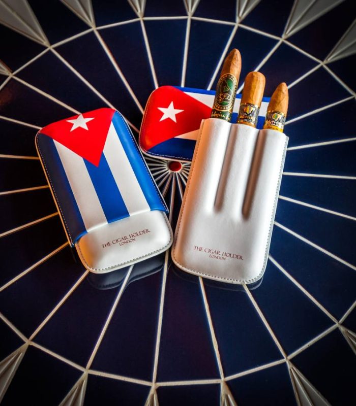 Cuban Flag Leather Cigar Travel Case